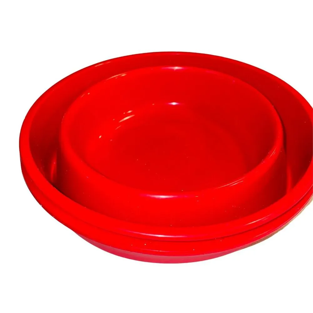 Pampered Chef Microwave Popcorn Maker Bowl Red Silicone Collapsible Lid 1457